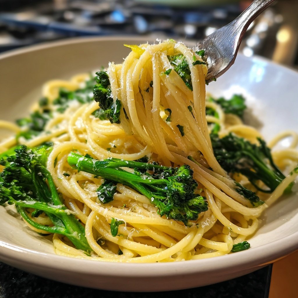 Spaghetti mit Brokkoli und Zitronenöl
